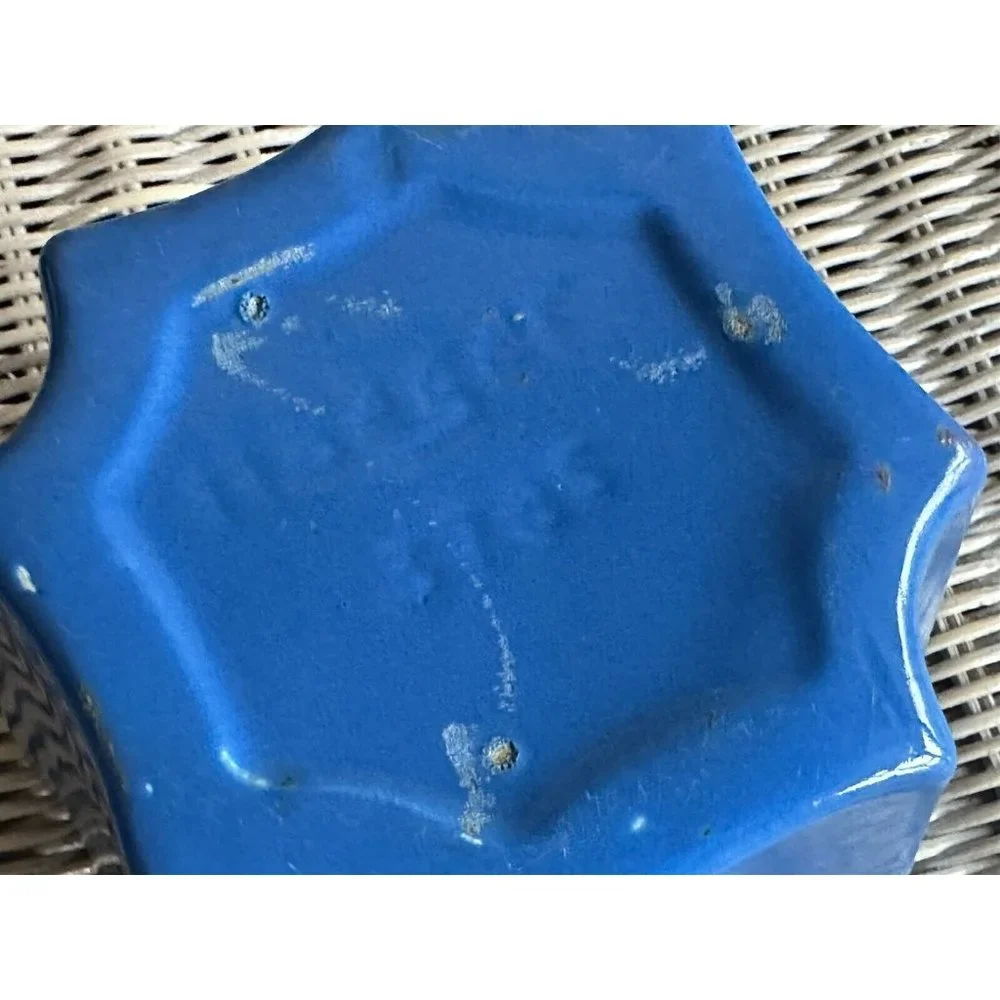 VINTAGE HAEGER BLUE GLAZE FLOWERPOT PLANTER 8-SIDED MODEL 3785 Octagon